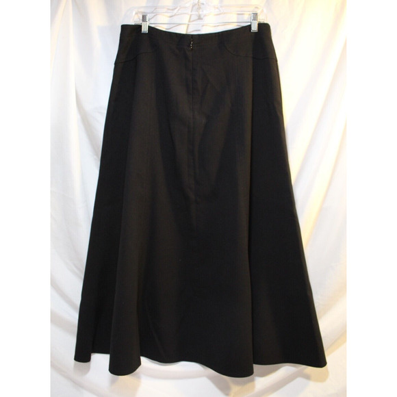 Cabi Women's 14 Black A-Line Midi Skirt Zip Eye Hook Closure - Picture 2 of 13